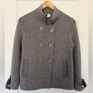 J.Crew Miranda Gray Wool Double-Breasted Peacoat Sweater Jacket Small